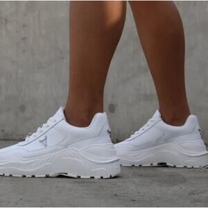 WINDSOR SMITH Carte Leather Chunky Platform Sneakers in White, Size 9